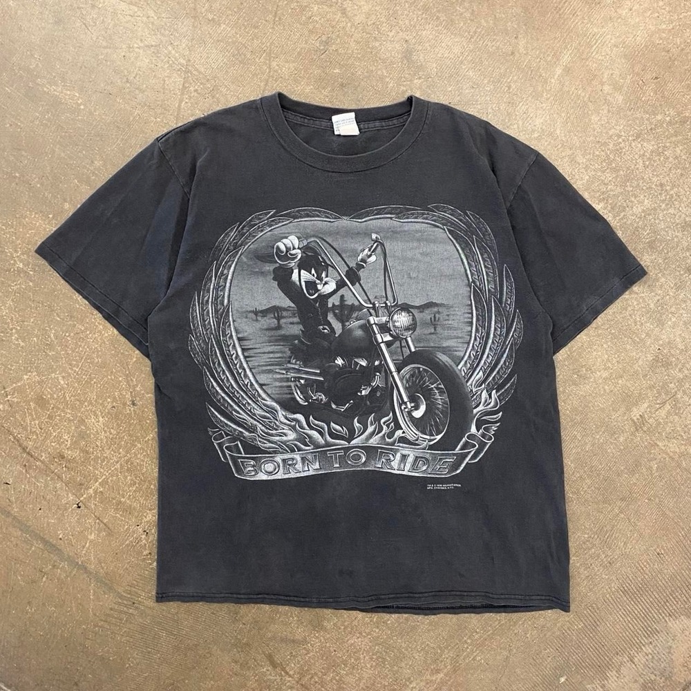 Vintage 90s Looney Tunes Bugs Bunny Biker Desert T-Shirt Single Stitch Size XL